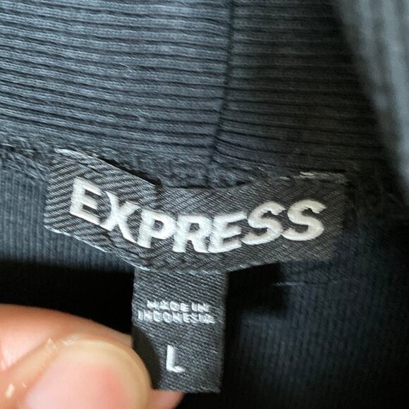 Express Womens Sweater Black Shawl Cardigan Open Front Long Sleeve Modal Large - Picture 6 of 12